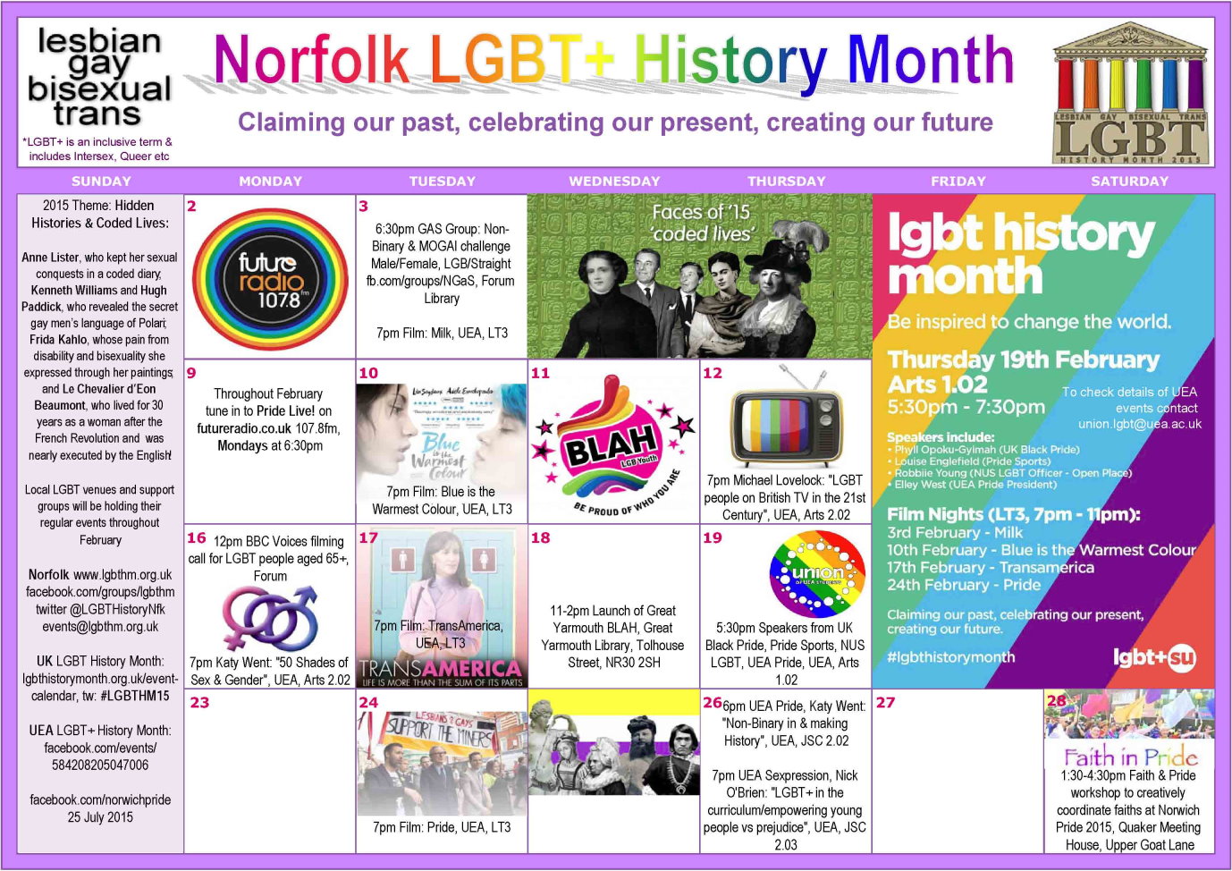 Click to view or download full A4 LGBT History Month Norfolk pdf calendar